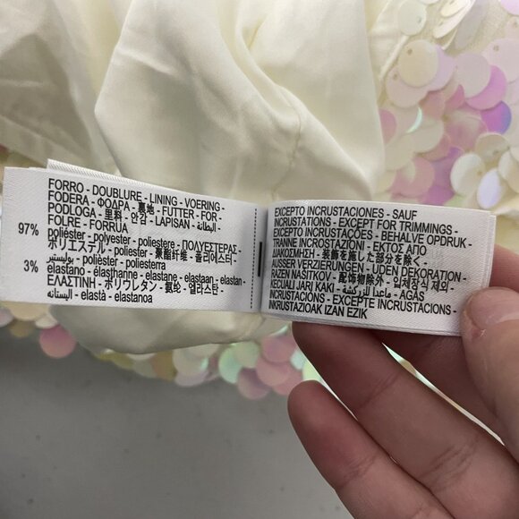 Zara Womens Mini Sequin Skirt Large L Ivory Pink Party Whimsical 3920/125 NWOT - Picture 8 of 13